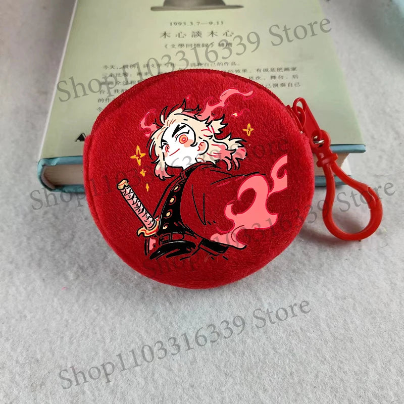 Demon Slayer Coin Purse Anime Figure Tanjiro Nezuko  Giyu Tomioka Wallet Key Earphones Storage Pouch Cute Round Mini Zero Wallet