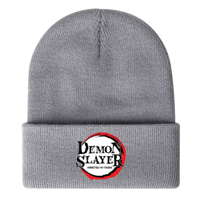 Demon Slayer Print Children Knitted Hat Autumn Winter Boy Girl Knit Warm  Beanie Hat Soft Stretch Men Women Casual Cap
