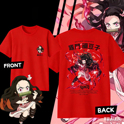 Demon Slayer Kamado Nezuko Pure Cotton T-shirt for 2026 Summer Kids/Men's/Women's Fashion Casual Cosplay Short Sleeved T-shirt