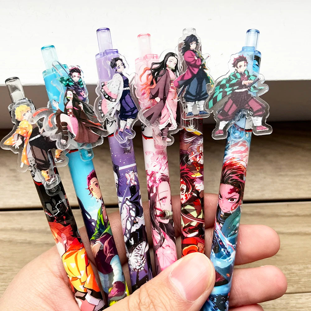 6pcs/box Hot New Anime Slayer Gel Pen Student Writing Pen Character Stationery School Supplies Gift Seasonal Companion