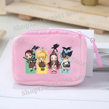 Demon Slayer Coin Purse Kimetsu No Yaiba Boy Girl Anime Cartoon Small Wallet Portable Mini Storage Bags Pendant Plush Coin Purse