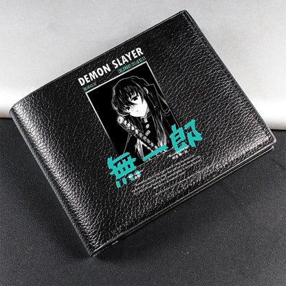 Demon Slayer Man Wallet Anime Print Short Wallets Portable Card Pack Fashion Zipper Coin Purse Adult Card Holder Male Money Bag