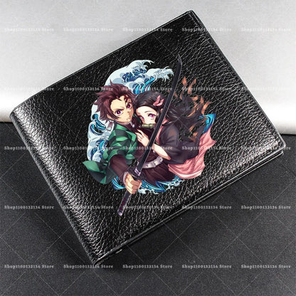 Demon Slayer Man Wallet Anime Print Short Wallets Portable Card Pack Fashion Zipper Coin Purse Adult Card Holder Male Money Bag