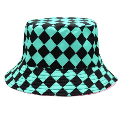 Anime Demon Slayer Fisherman Cap Cosplay Kamado Tanjirou Nezuko No Yaiba Printing Bucket Hat Sunhat Costume Double Sided Wearing