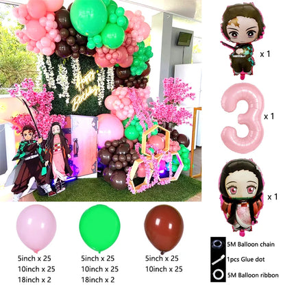 Anime Kimetsu No Yaiba Balloon Garland Assembly Kit Stylish Party Decoration Supplies for Birthday Celebration