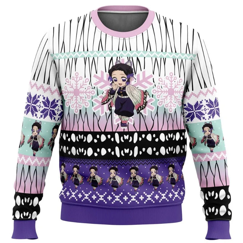 New Demon Slayers  inter Christmas Series Blade Round Neck Hoodie Printed Imitation Sweater Knitted Decorative Daily Necessit