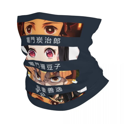 Custom Manga Demon Slayer Bandana Neck Gaiter for Hiking Camping Men Women Wrap Scarf Kimetsu No Yaiba Balaclava Warmer