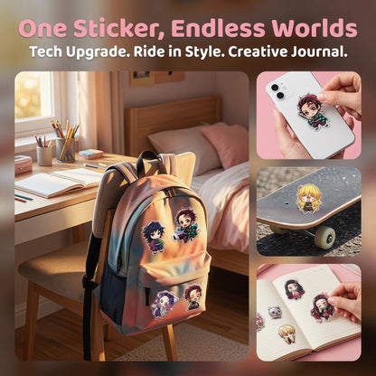 Anime Demon Slayer Style3D Crystal Epoxy Stickers Q Characters Decals for Phone Case Laptop Scrapbooking DIY Crafts Accessories