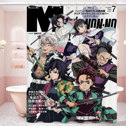D-Demon Slayer 1pc Shower Curtain Polyester Waterproof Shower Curtain Bathroom Partition Curtain Decoration Accessories