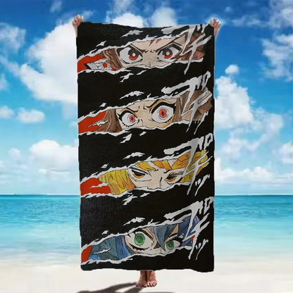 2026 Demon Slayer themed Beach Towel breathable soft cloth suitable for beach pool travel holiday and daily bathroom use