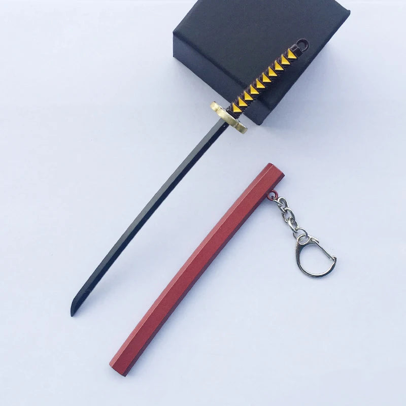 17cm Demon Slayer Keychain Nichirin Blade Model Anime Backpack Pendant Key Ring Tanjirou Zenitsu Creative Collectible Toy Gift