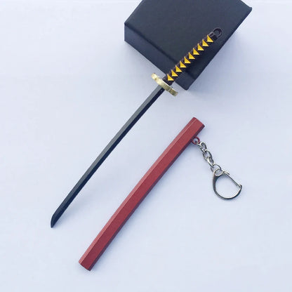 17cm Demon Slayer Keychain Nichirin Blade Model Anime Backpack Pendant Key Ring Tanjirou Zenitsu Creative Collectible Toy Gift