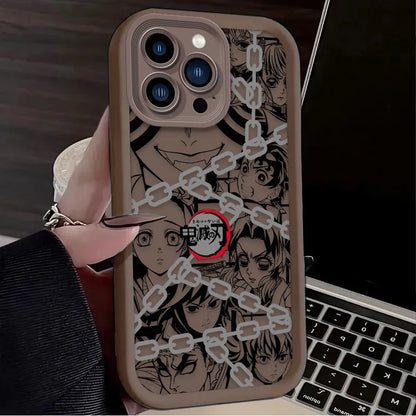 Demon Slayer Anime Line Art Cool Soft Phone Case for IPhone 17 Air 16 16E 15 14 13 12 11 Pro Max X XS X S Max XR SE 2020 SE4 7 8