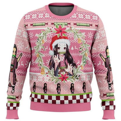 Demon Slayers Winter Christmas Series Blade Round Neck Hoodie Printed Imitation Sweater Knitted Daily Necessities