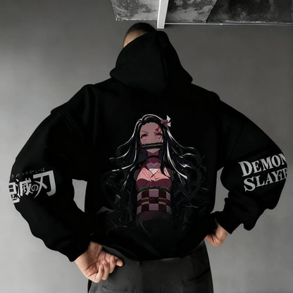 Demon Slayer Men's Hoodie Sweatshirt Kamado Nezuko Anime Spring Autumn Winter Boy Harajuku Long-sleeved Parent-child Outfit