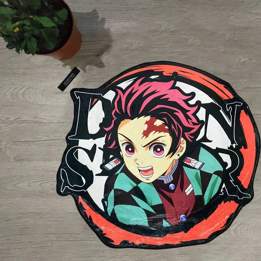 Anime Demon Slayer Tanjirou Area Rugs Bedroom Home House Deco Door Floor Anti-slip Mats Kids Birthday Gift Hanging Rugs