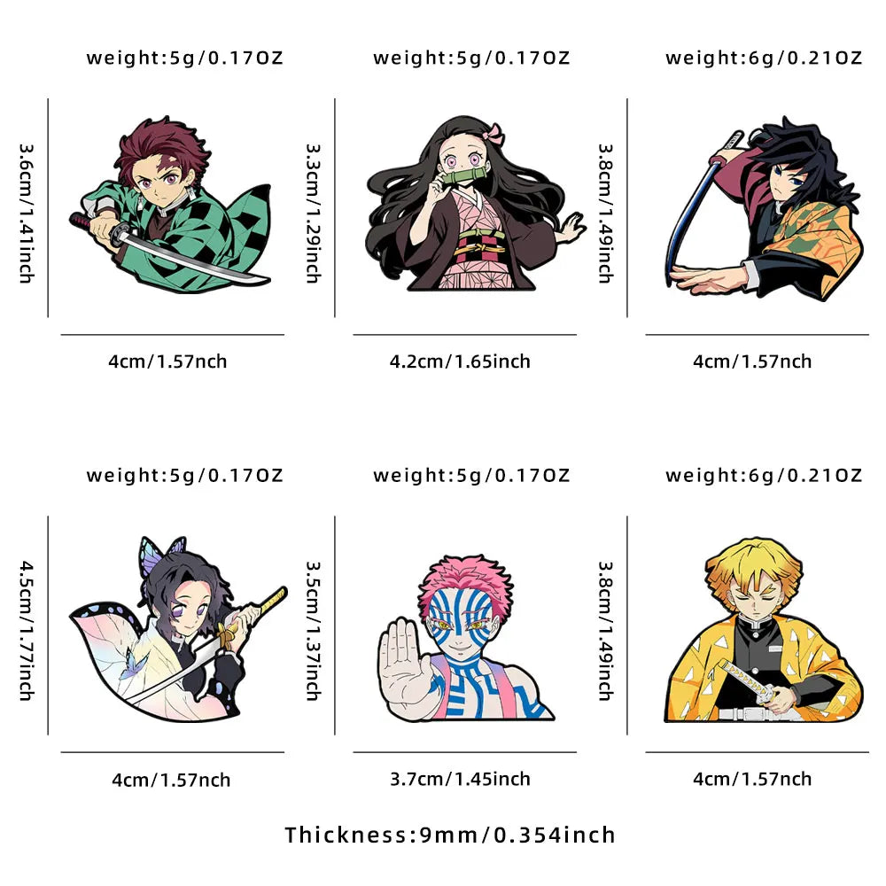 6pcs Demon Slayer Kimetsu No Yaiba Cartoon Brooches Anime Character Backpack Accessories School Bag Supplies