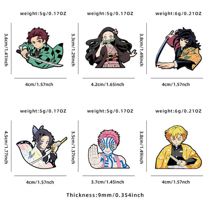6pcs Demon Slayer Kimetsu No Yaiba Cartoon Brooches Anime Character Backpack Accessories School Bag Supplies