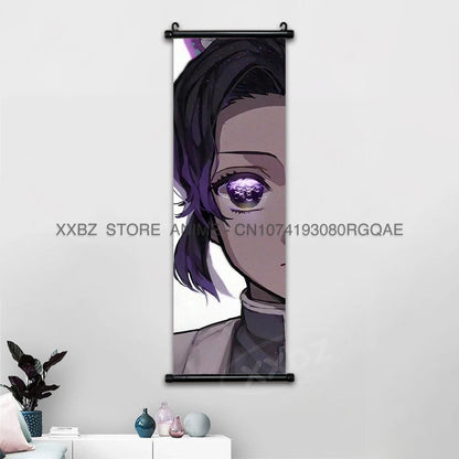 Demon Slayer Scroll Pictures Anime Poster Kochou Shinobu Home Decor Prints Wall Art Canvas Hanging Painting For Living Room Gift