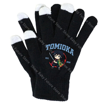 19CM Adult Gloves Demon Slayer Infinity Castle Boys Gloves Cartoon Tanjirou Screen Gloved Winter Anime Kids Birthday Cute Gifts