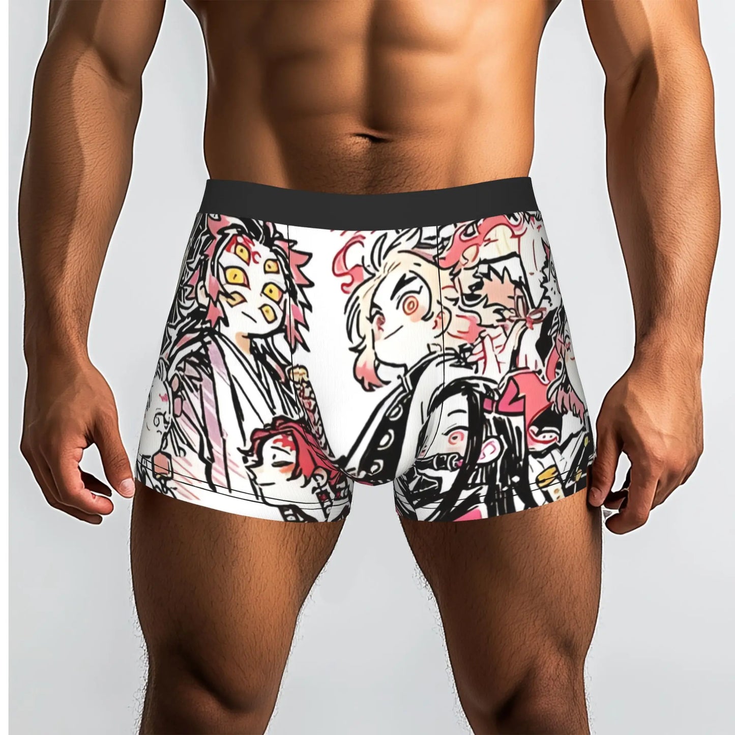 The Battle Crazed Demon   Akaza Bandai Demon Slayer Underpants Breathbale Panties Men's Underwear Print Shorts Boxer Briefs