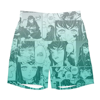 2026 Summer Demon Slayer Muichiro Tokito Board Shorts Pants Manga Style for Adults and Children Beach Shorts Casual Sports Wear