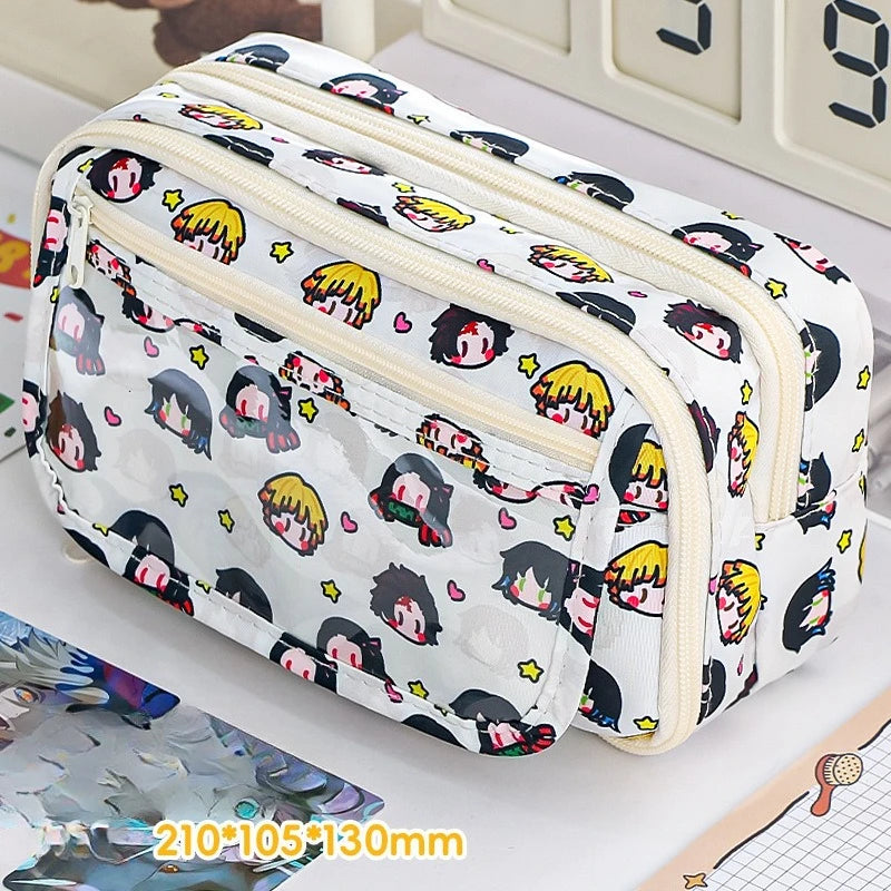 Demon Slayer Anime Kawaii Stationery Holder Bag Pen Case Students School Supplies Cartoon Cute Simple Style Stationery Box