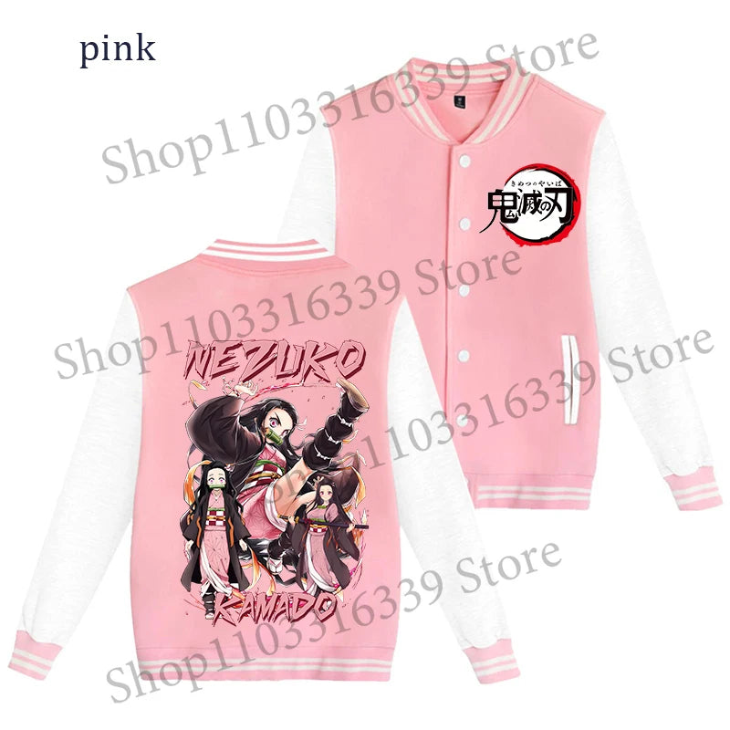 Demon Slayer Baseball Jacket Autumn Winter Jacket Coat Man Woman Giyu Tomioka Muichiro Tokito Anime Clothing Adult Harajuku Coat
