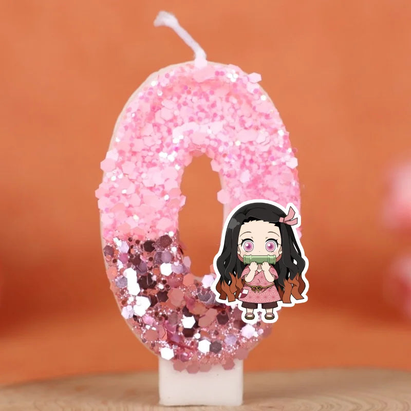 Demon Slayer Theme Digital Candle Number 0-9 Kids Birthday Cake Decoration Supplies Cartoon Party Accessories Supplies