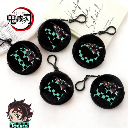 Demon Slayer Coin Purse Anime Figure Tanjiro Letters A-Z Wallet Key Earphones Storage Pouch Round Mini Zero Wallet Merchandise