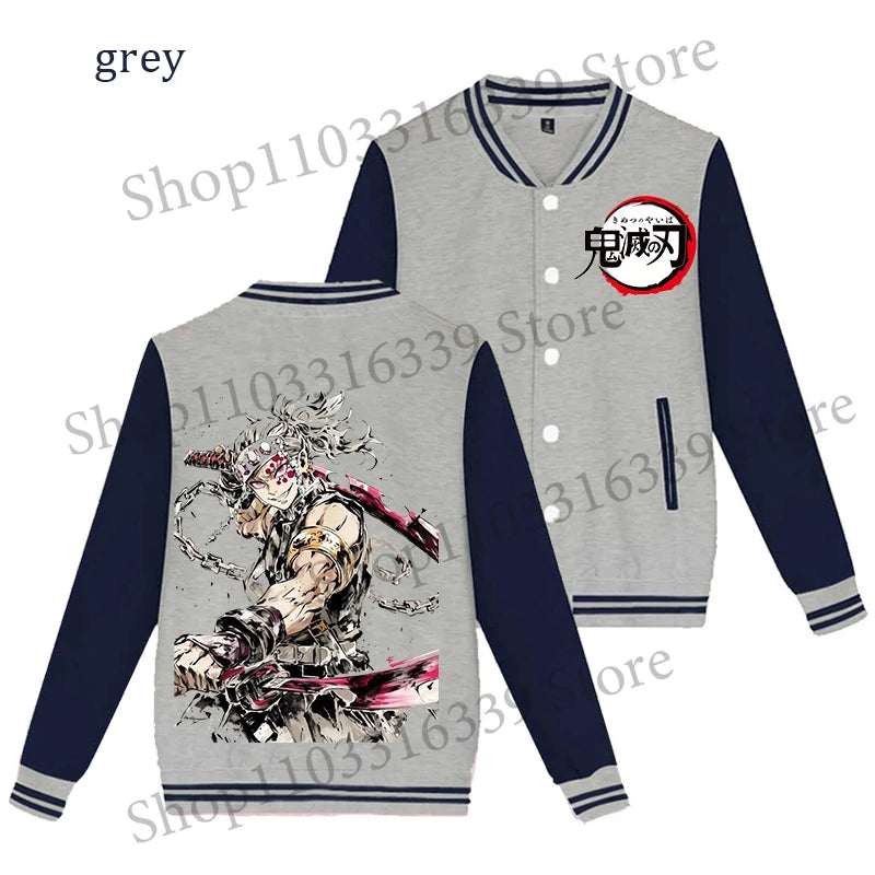 Demon Slayer Baseball Jacket Autumn Winter Jacket Coat Man Woman Giyu Tomioka Muichiro Tokito Anime Clothing Adult Harajuku Coat