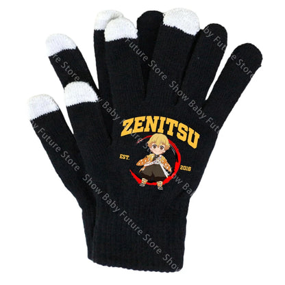 19CM Adult Gloves Demon Slayer Infinity Castle Boys Gloves Cartoon Tanjirou Screen Gloved Winter Anime Kids Birthday Cute Gifts