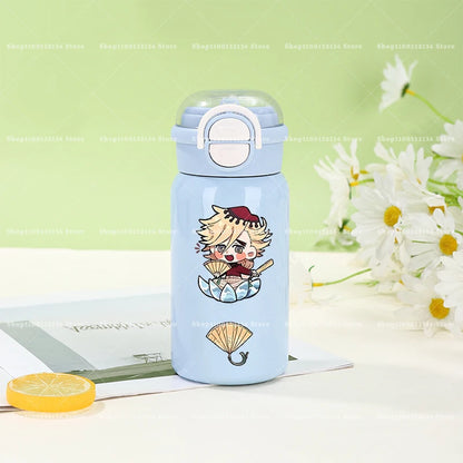 500ml Demon Slayer Thermos Cup 316 Stainless Steel Insulated Cup Girl Boy Anime Portable Straw Water Bottles Kid Travel Cup Gift