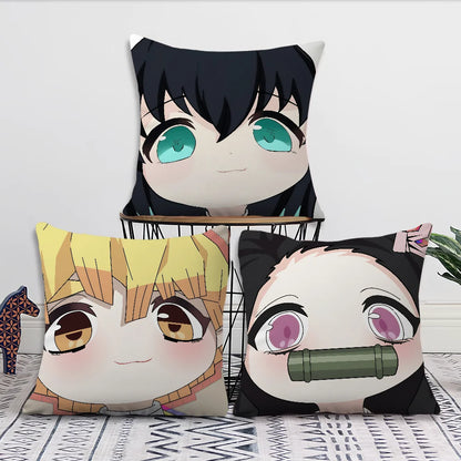 anime manga art chibi D-DemonS S-SlayerS cushion cover soft Pillow Case for Sofa Living Room Home office Decor Protective Covers