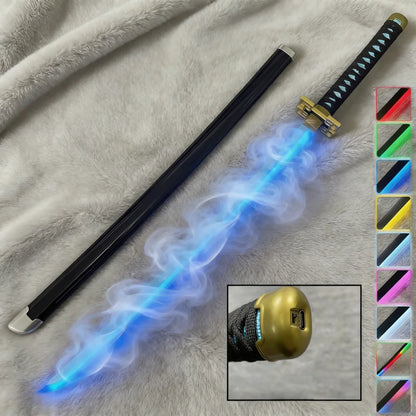 40inch Demon Slayer Kokushibo Katana LED Mist Original Lightsabre Real Katana Wood Vapor Cosplay Prop Schwert Vapour Toy Gift