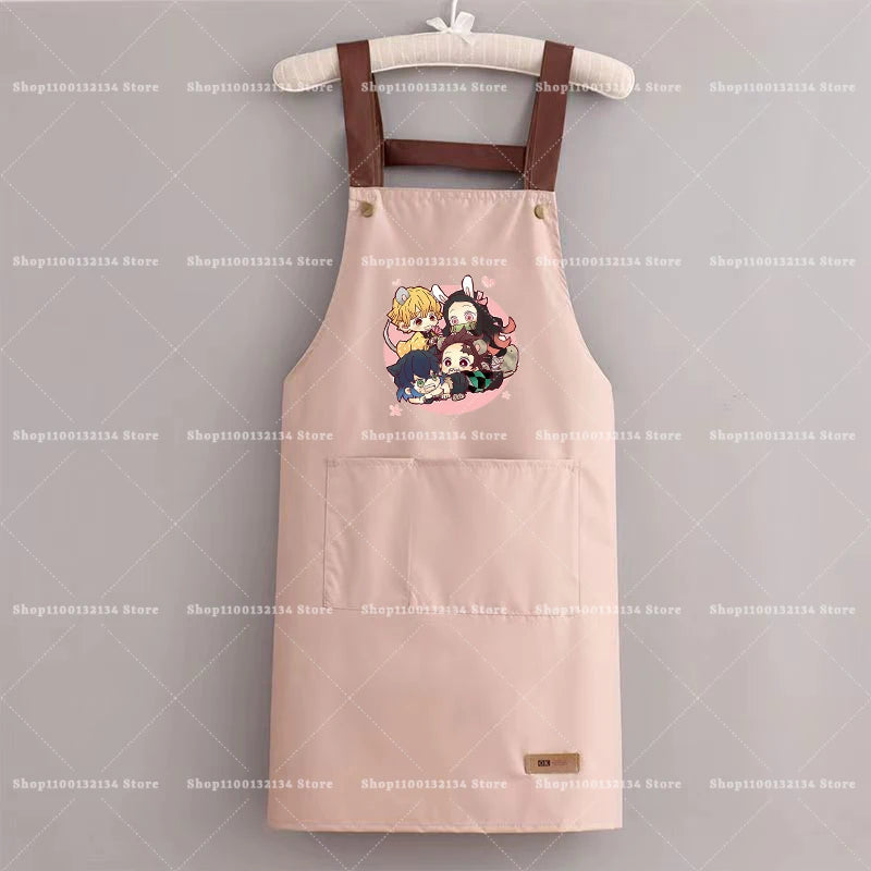 Demon Slayer Woman Apron Man Home Baking Restaurant Barbecue Beverage Apron Waterproof Oil Resistant Sleeveless Pinafor Hot Sell