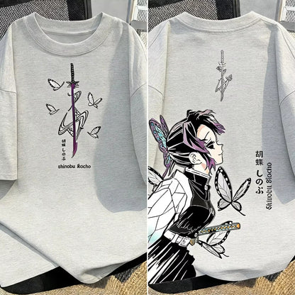 2026 Trendy Demon Slayer Anime Printed Men and Women T-shirt Summer Casual Parent Child Top Street Fashion Cotton Harajuku Y2K