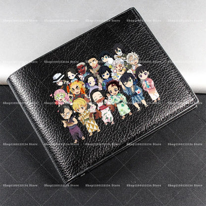 Demon Slayer Man Wallet Anime Print Short Wallets Portable Card Pack Fashion Zipper Coin Purse Adult Card Holder Male Money Bag