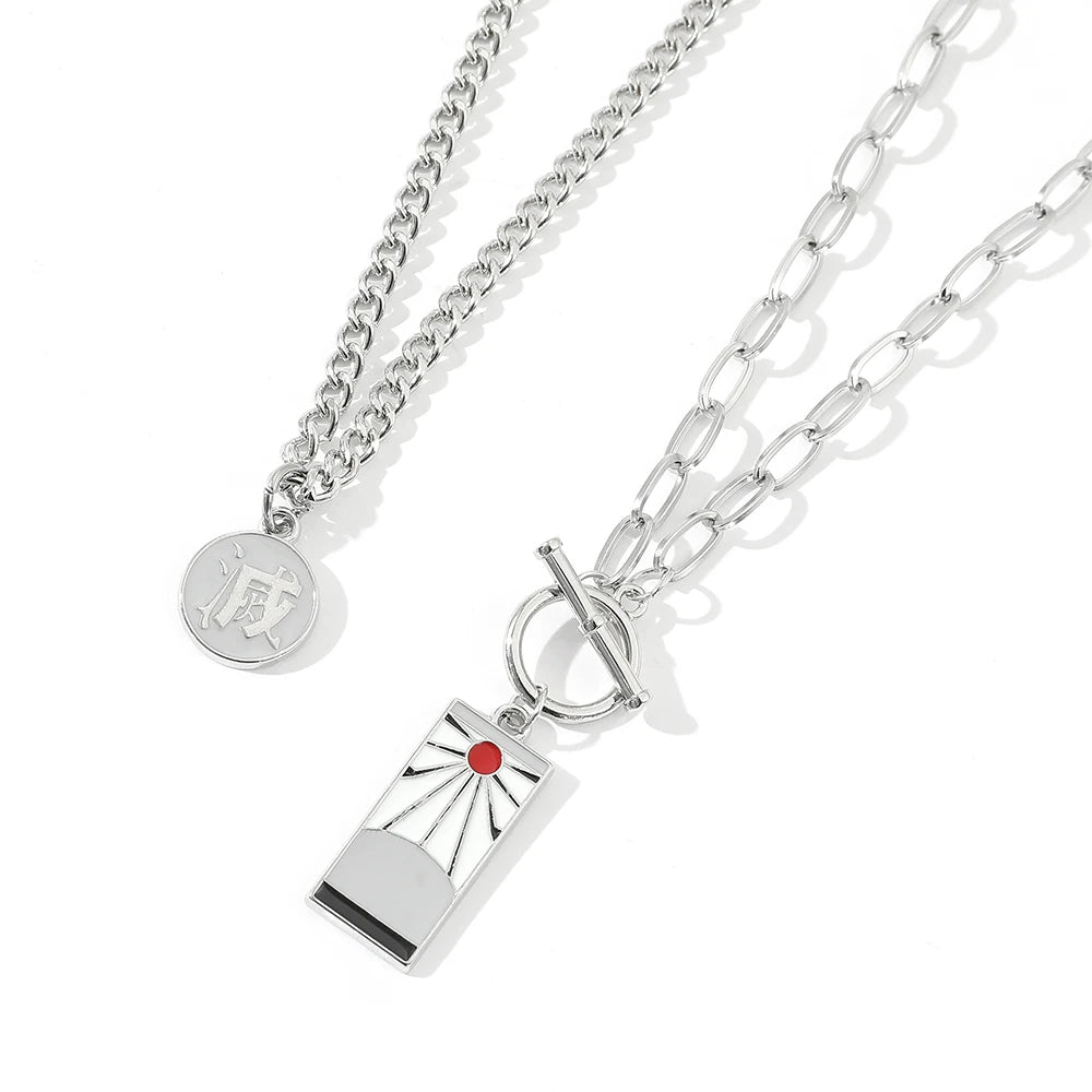 Anime Demon Slayer Tanjiro Necklace Classic Cartoon Character Fashion Jewelry Cosplay Accessories Daily Wear Collectible Gift