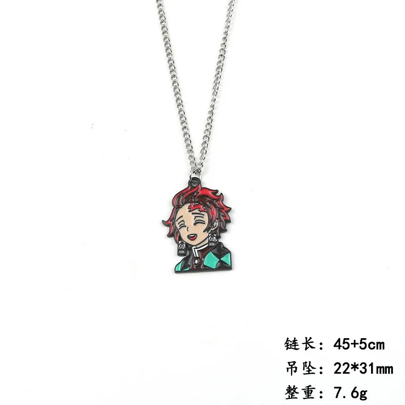 Anime Demon Slayer Cosplay Accessory Kimetsu No Yaiba Pendant Necklace Tanjiro Kamado Spray Paint Oil Drop Alloy Charm Jewelry