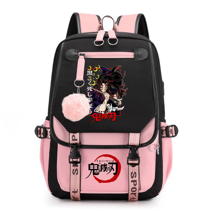 Demon Slayer Anime Print Backpack for Girls Casual School Bookbag Lightweight Teen Travel Rucksack
