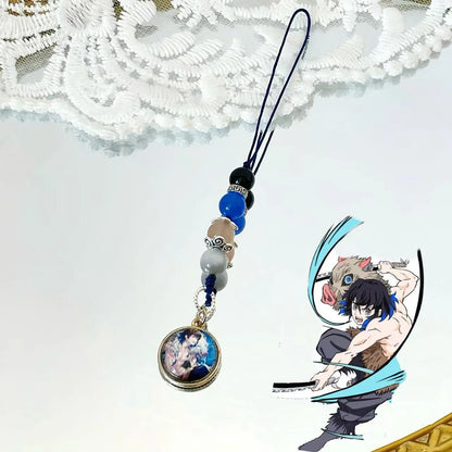 Anime Demon Slayer Periphery Hand Rope Tanjiro Kamado Giyu Tomioka Kyojuro Rengoku 15 styles Keychain Decorations Christmas Gift