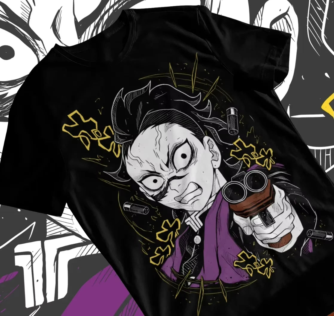 Demon Slayer Tanjiro Anime Genya Shinazugawa Printed T-shirt Men's and Women's T-shirt Men's Top Sports T-shirt 2026 Summer New
