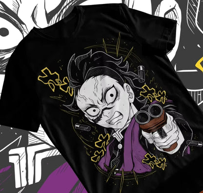 Demon Slayer Tanjiro Anime Genya Shinazugawa Printed T-shirt Men's and Women's T-shirt Men's Top Sports T-shirt 2026 Summer New