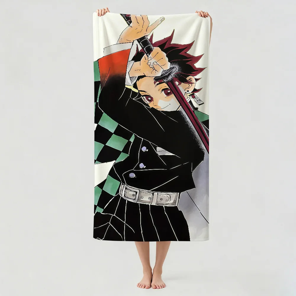Anime D-Demon S-Slayer  Towel Drying Bath Towel Applicable To Light Swimming Camping Yoga Beach Out