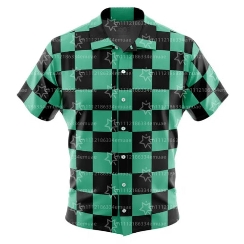 2026 Tanjiro Kamado Demon Slayer Button Up Hawaiian Shirt Sports Dry Quickly Men's Shirt Children's Clothing Tee Top Y2k Woman