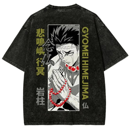 2026 Latest Gyomei Demon Slayer T-Shirt  Oversized Vintage Anime Tee  Himejima Hashira Graphic Shirt Manga Streetwear