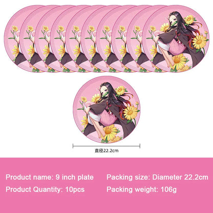 Anime Demon Slayer Kamado Nezuko themed party decoration paper cups plates tissues  baby showers balloons girls birthday gifts