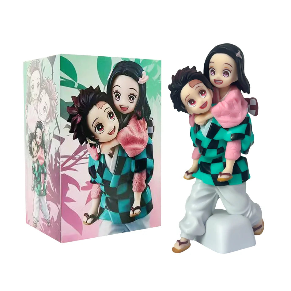 12.5cm Demon Slayer Tanjiro & Nezuko PVC Collectible Cartoon Figure Model Toy Creative Personalized with Packaging Box