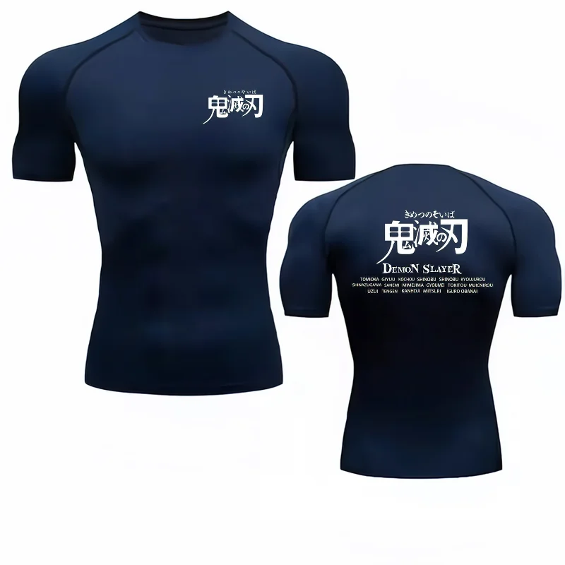 Bandai Demon Slayer Men T-shirt Hashira Names Print Compression Fitness Gym QuickDry SportT ShirtComfortableBreathableStreetwear